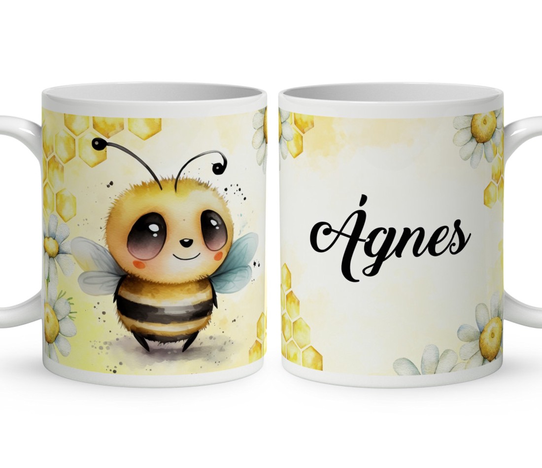 Névvel kérhető - Aranyos méhecske mintás bögre - otthon & életmód - konyhafelszerelés, tálalás - tálalás - bögre & csésze - Meska.hu