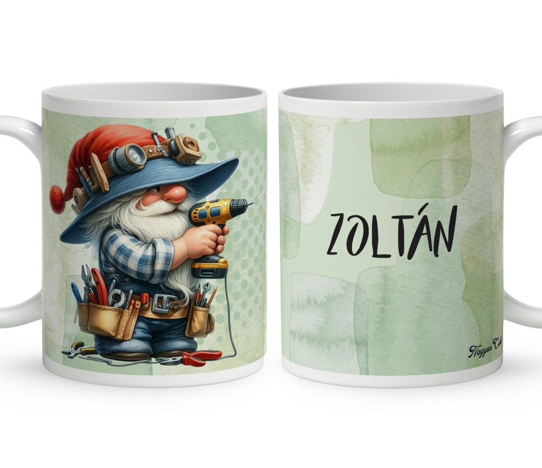 Névvel kérhető - Csavaros Ezermester manó mintás bögre - otthon & életmód - konyhafelszerelés, tálalás - tálalás - bögre & csésze - Meska.hu