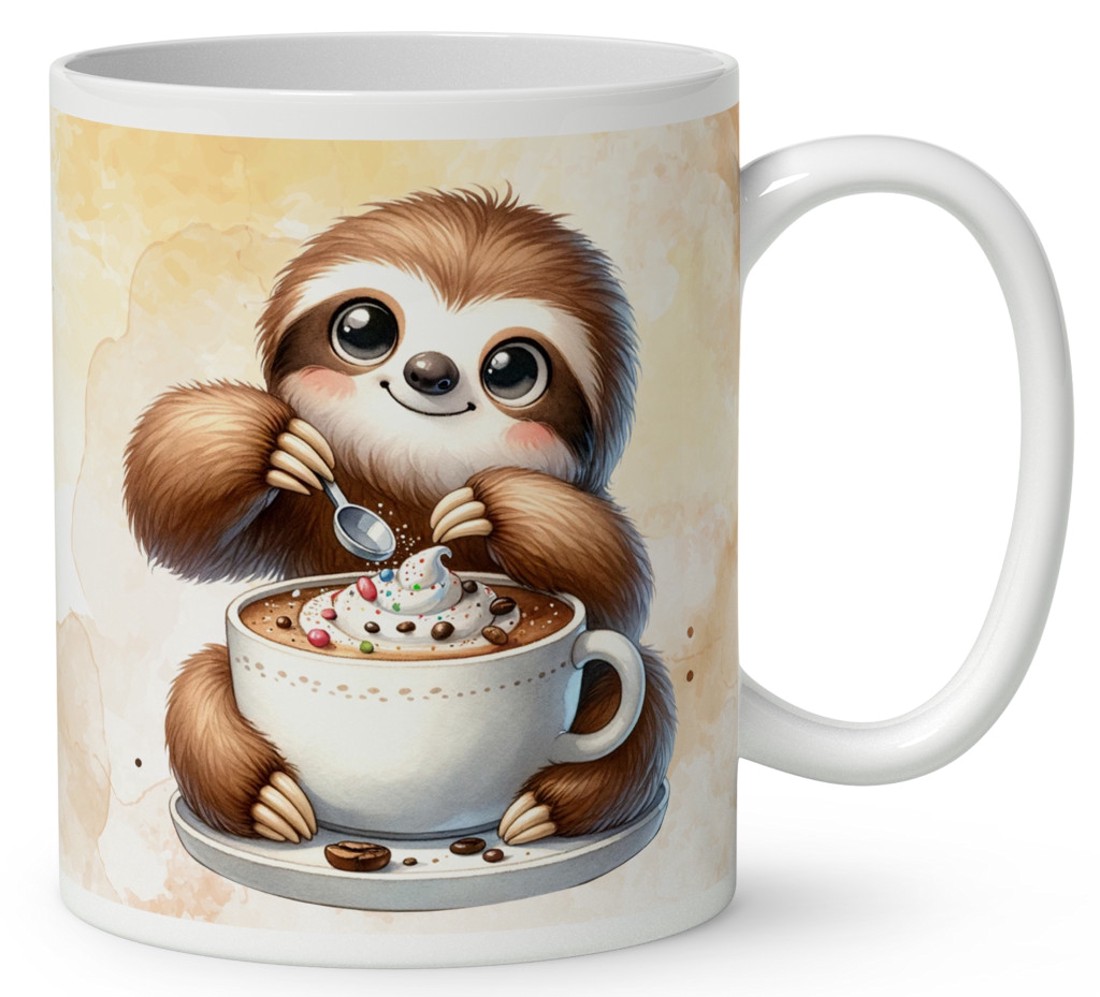 Névvel kérhető - Kávés lajhár egy kis nasival mintás bögre - otthon & életmód - konyhafelszerelés, tálalás - tálalás - bögre & csésze - Meska.hu