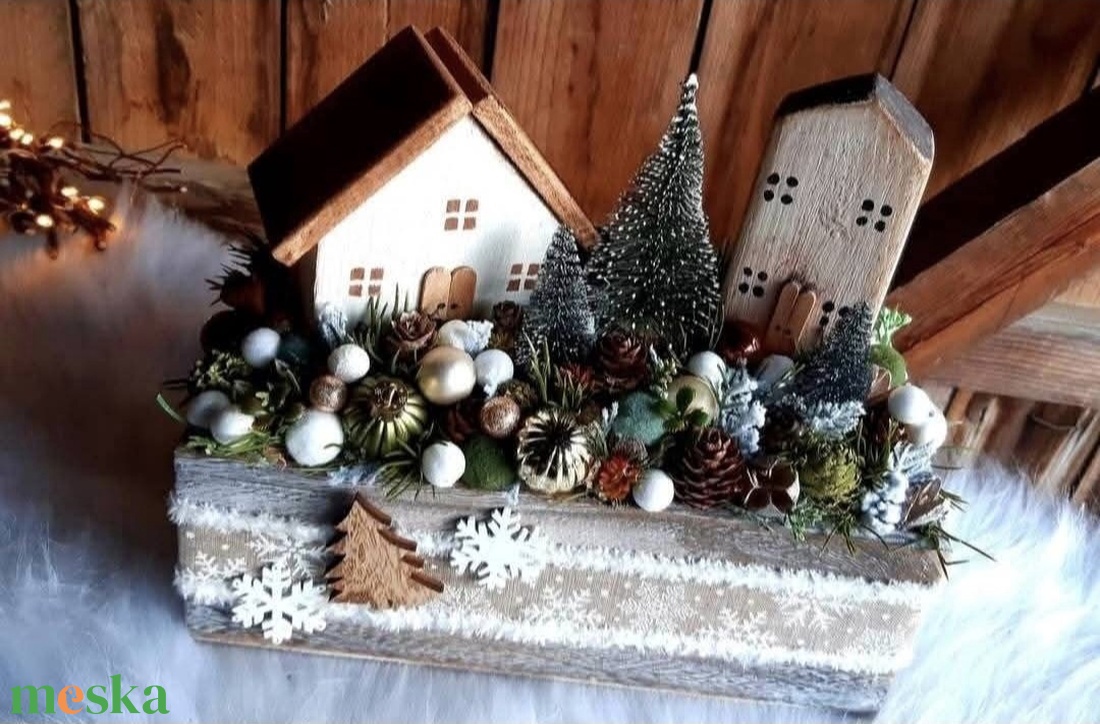 Házikós asztaldísz - karácsony - adventi díszek - adventi asztaldísz - Meska.hu