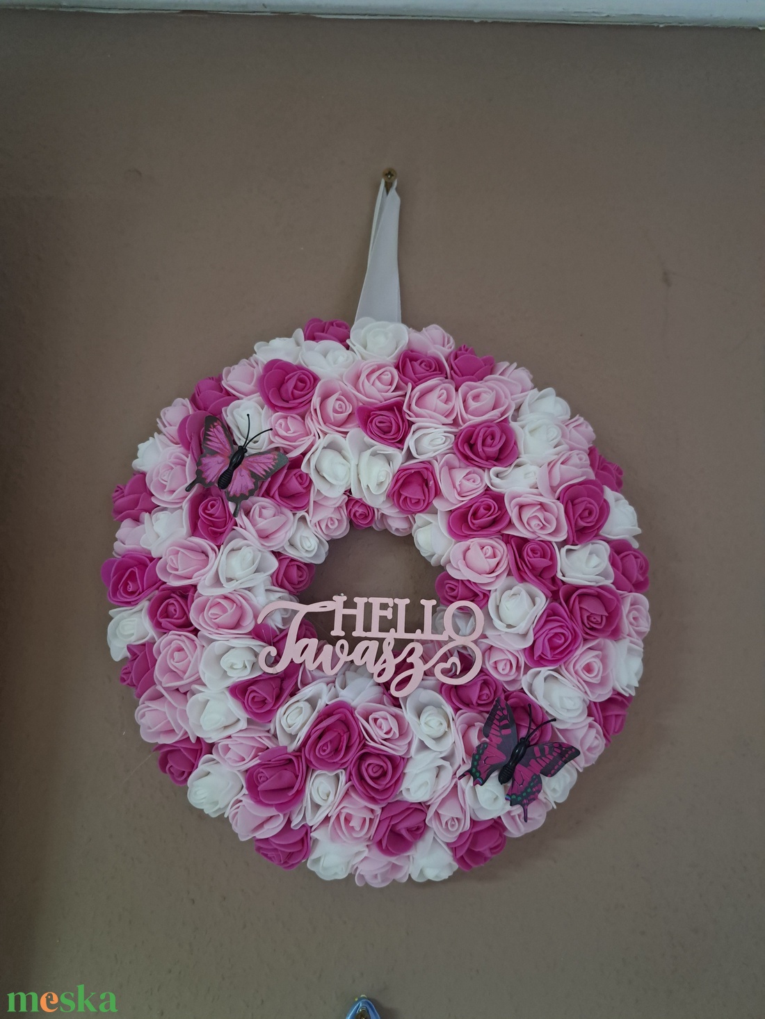 Habrózsa kopogtató - otthon & életmód - dekoráció - ajtó- és ablak dekoráció - ajtódísz & kopogtató - Meska.hu