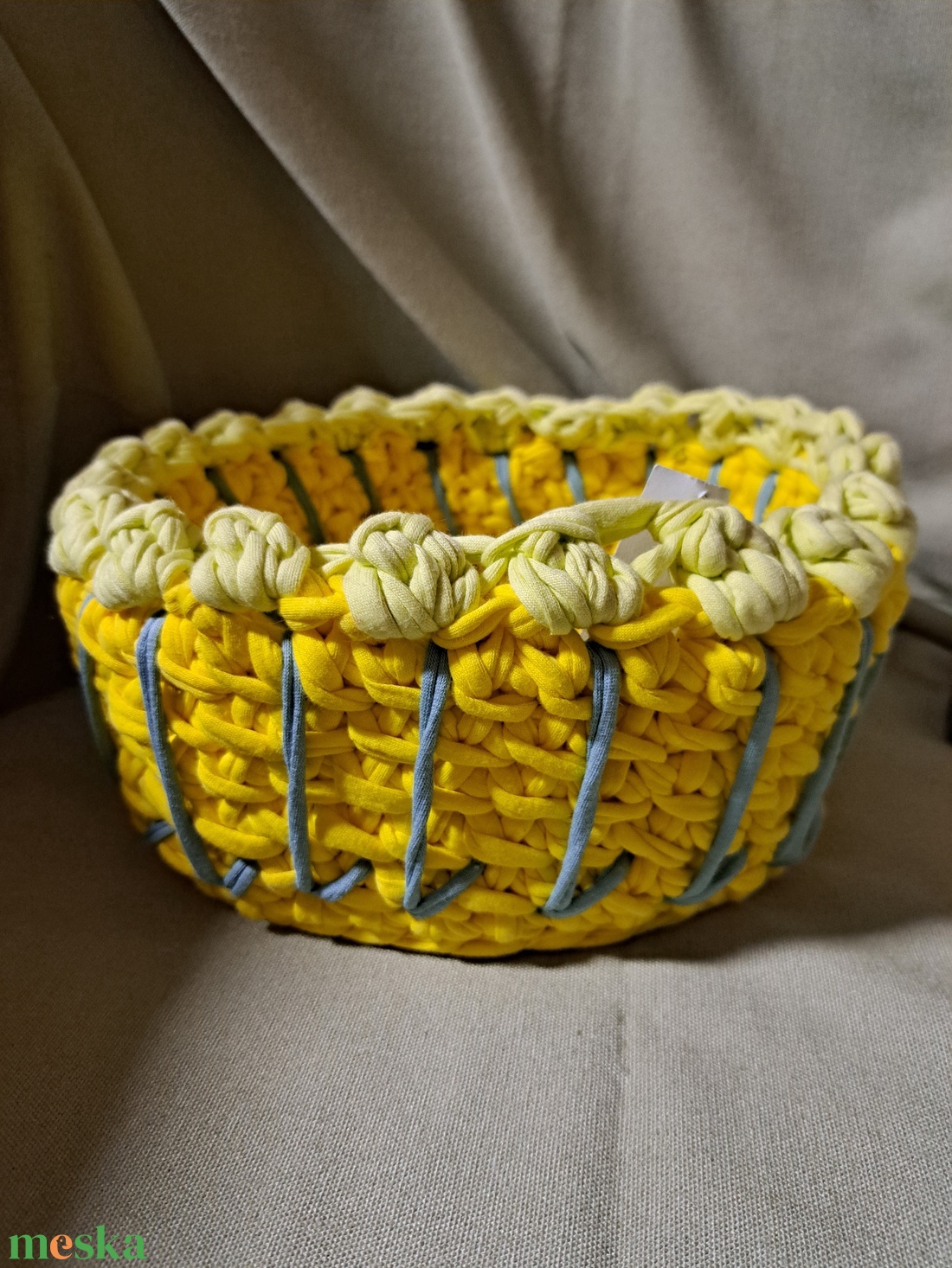 Horgolt kosár - otthon & életmód - tárolás & rendszerezés - tárolókosár - Meska.hu