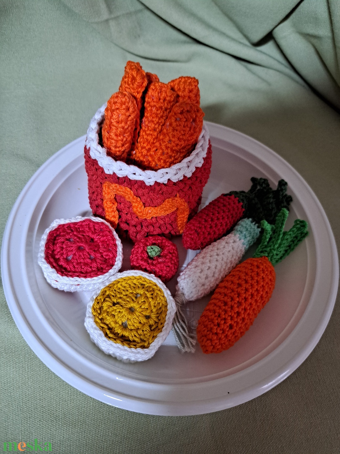 Horgolt ételek  - baba - mama - babalátogató ajándékcsomag - Meska.hu