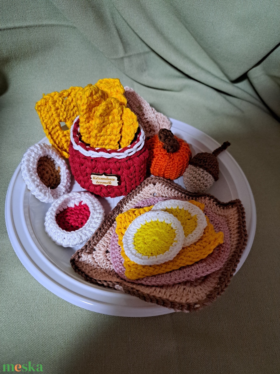 Horgolt étel szett - baba - mama - baba játékok - waldorf játékok - Meska.hu