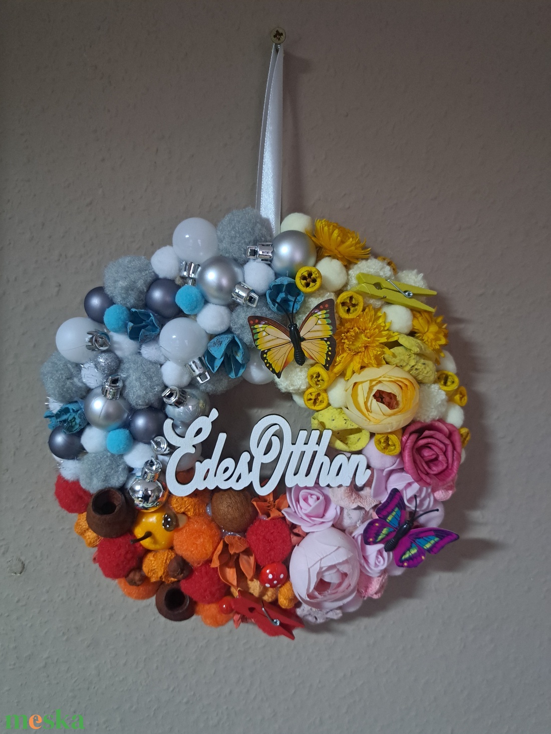 Négy évszak kopogtató - otthon & életmód - dekoráció - ajtó- és ablak dekoráció - ajtódísz & kopogtató - Meska.hu