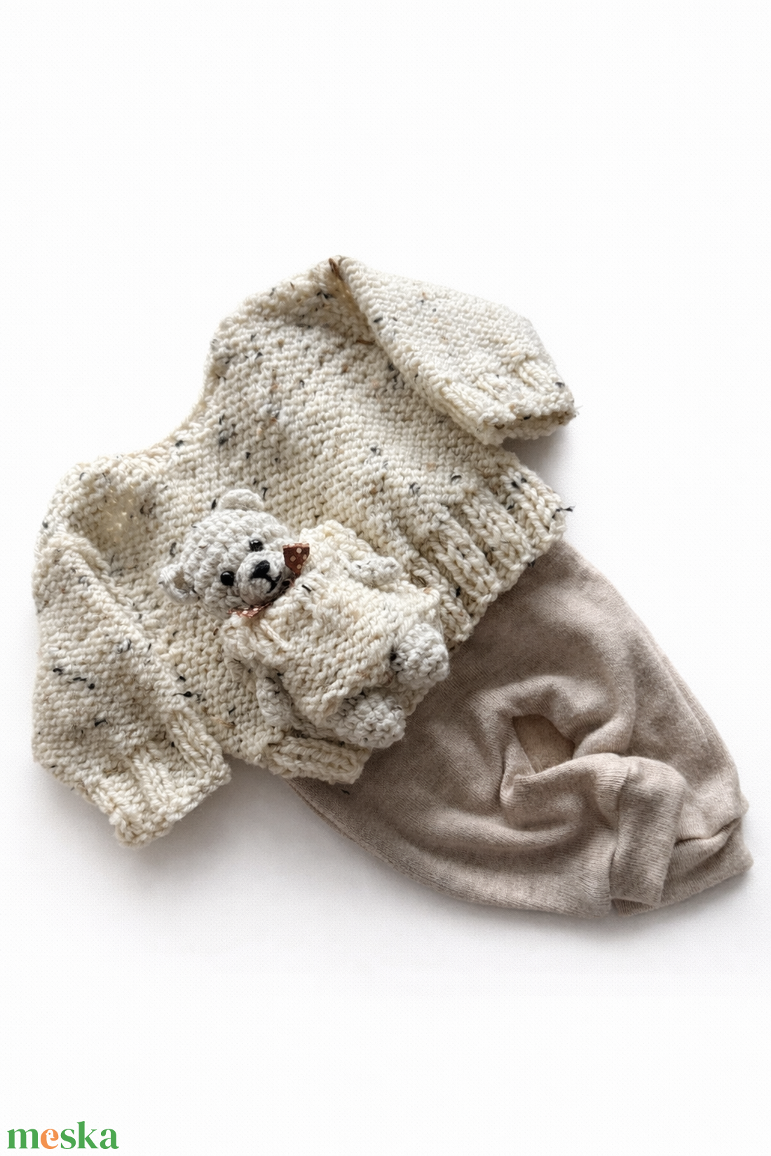 Kézzel kötött újszülött  szett 5 részes - baba - mama - babafotózás - babafotózási kellékek - Meska.hu
