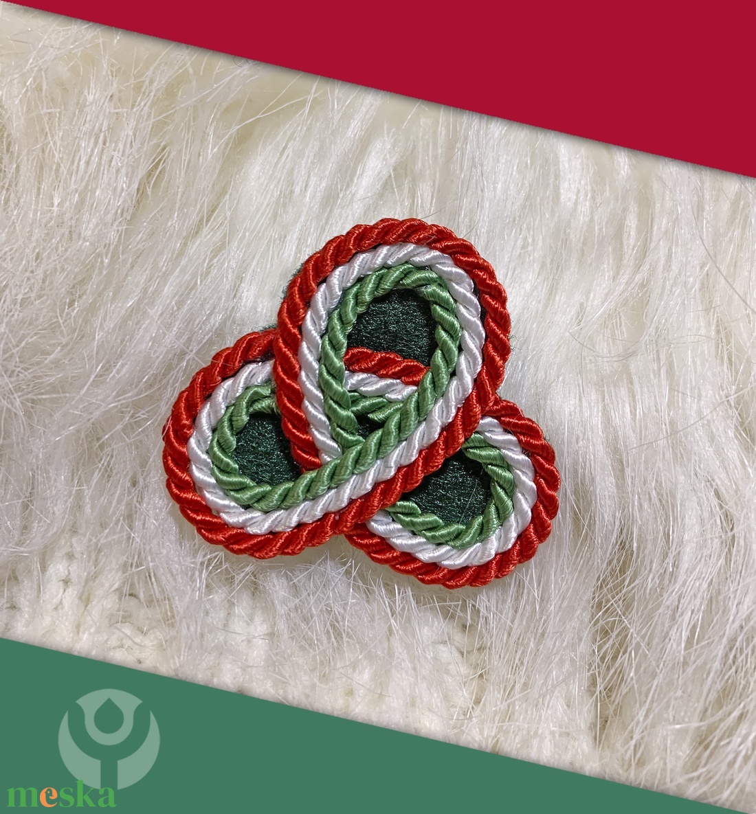 Zsinóros levél alakú kokárda - ékszer - kitűző és bross - kitűző - Meska.hu Zsinóros levél alakú kokárda - ékszer - kitűző és bross - kitűző - Meska.hu