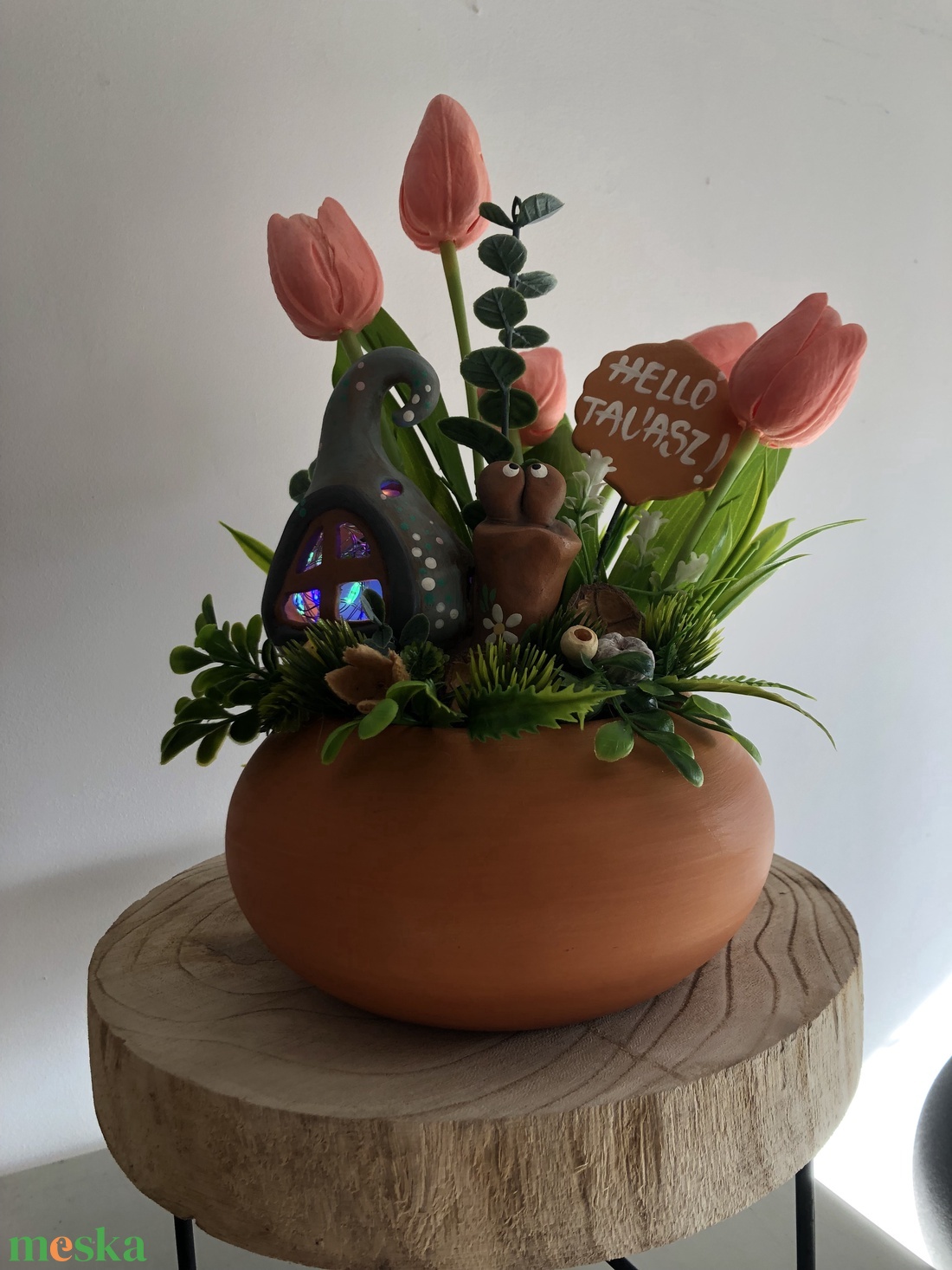 �Helló tavasz csigás asztaldísz - otthon & életmód - dekoráció - asztal és polc dekoráció - asztaldísz - Meska.hu