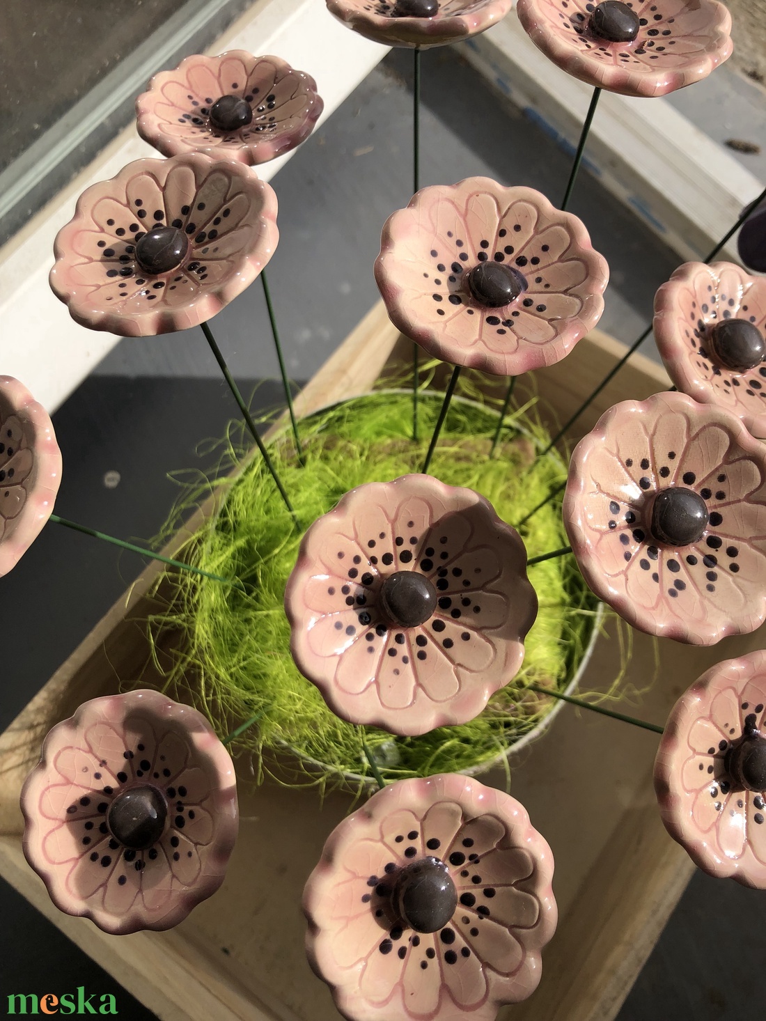 3db Mázas kerámia virág - otthon & életmód - virágdekoráció - virágok - szálas virág - Meska.hu