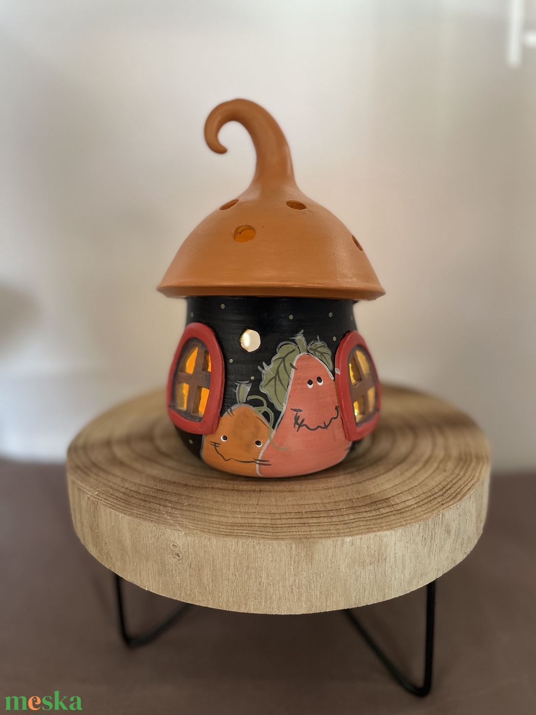 Mécsestartó házikó tökös - otthon & életmód - gyertya, illat, aroma - mécses és mécsestartó - Meska.hu