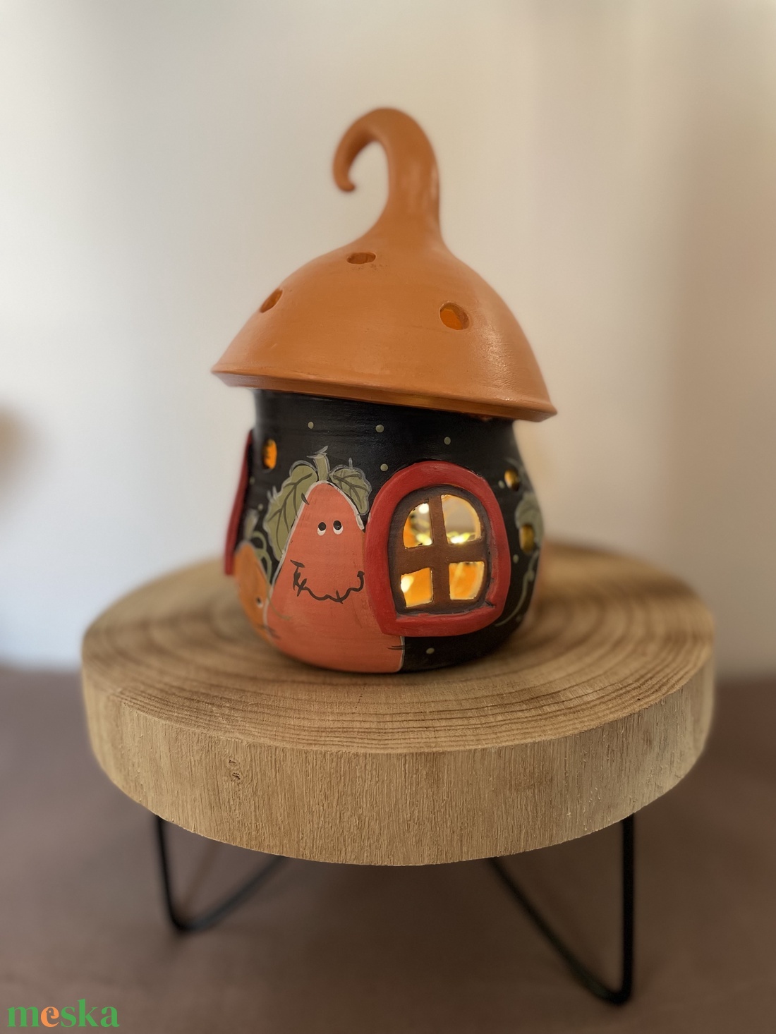 Mécsestartó házikó tökös - otthon & életmód - gyertya, illat, aroma - mécses és mécsestartó - Meska.hu