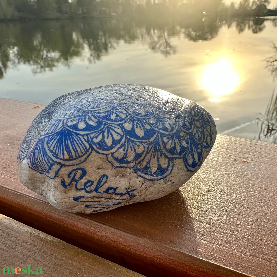 Kék színű Zen kavics - otthon & életmód - dekoráció - asztal és polc dekoráció - kavics & kő - Meska.hu