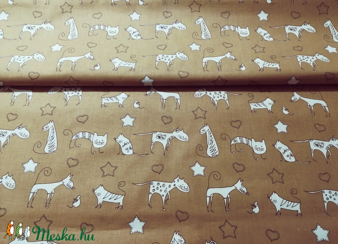 Cica mintás pamutvászon - kellékek & szerszámok - méteráru - vászon - Meska.hu