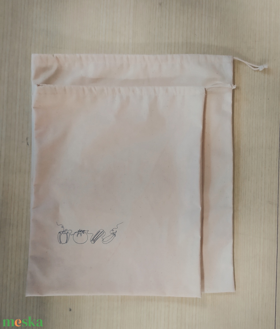Natúr Textilzsák - M méret - táska & tok - bevásárlás & shopper táska - zöldség/gyümölcs zsák - Meska.hu