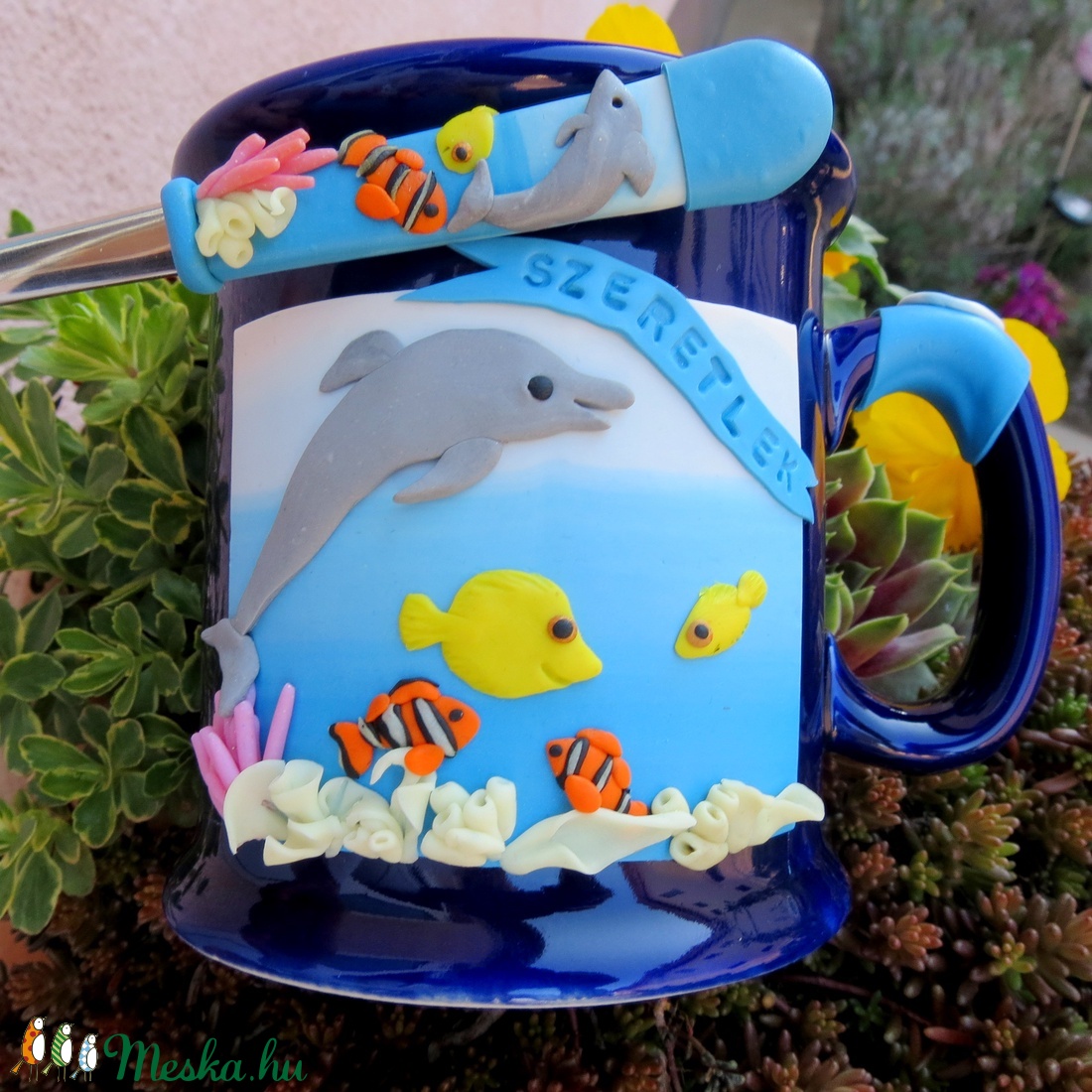 Delfines bögre-kanál szett SZERETLEK névszalaggal -  - Meska.hu