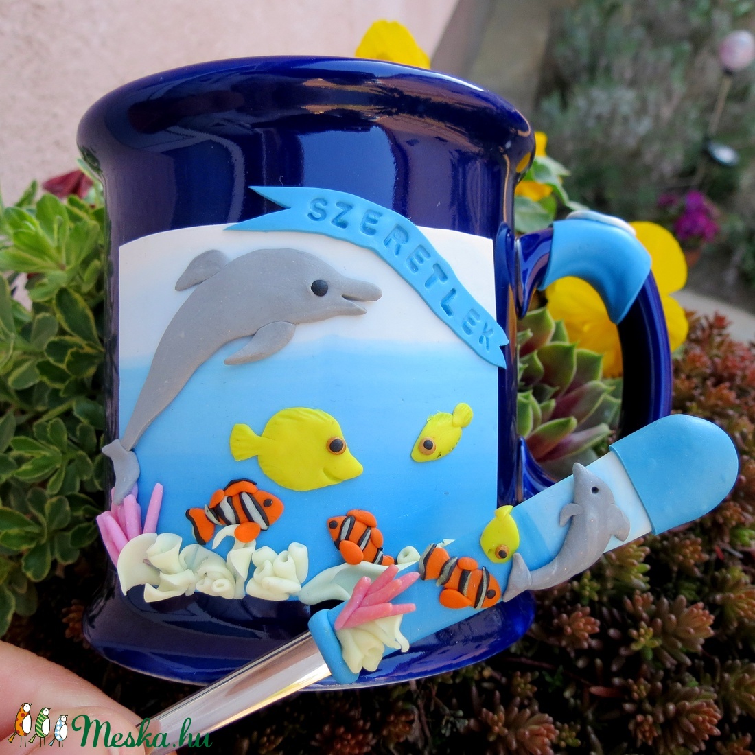 Delfines bögre-kanál szett SZERETLEK névszalaggal -  - Meska.hu