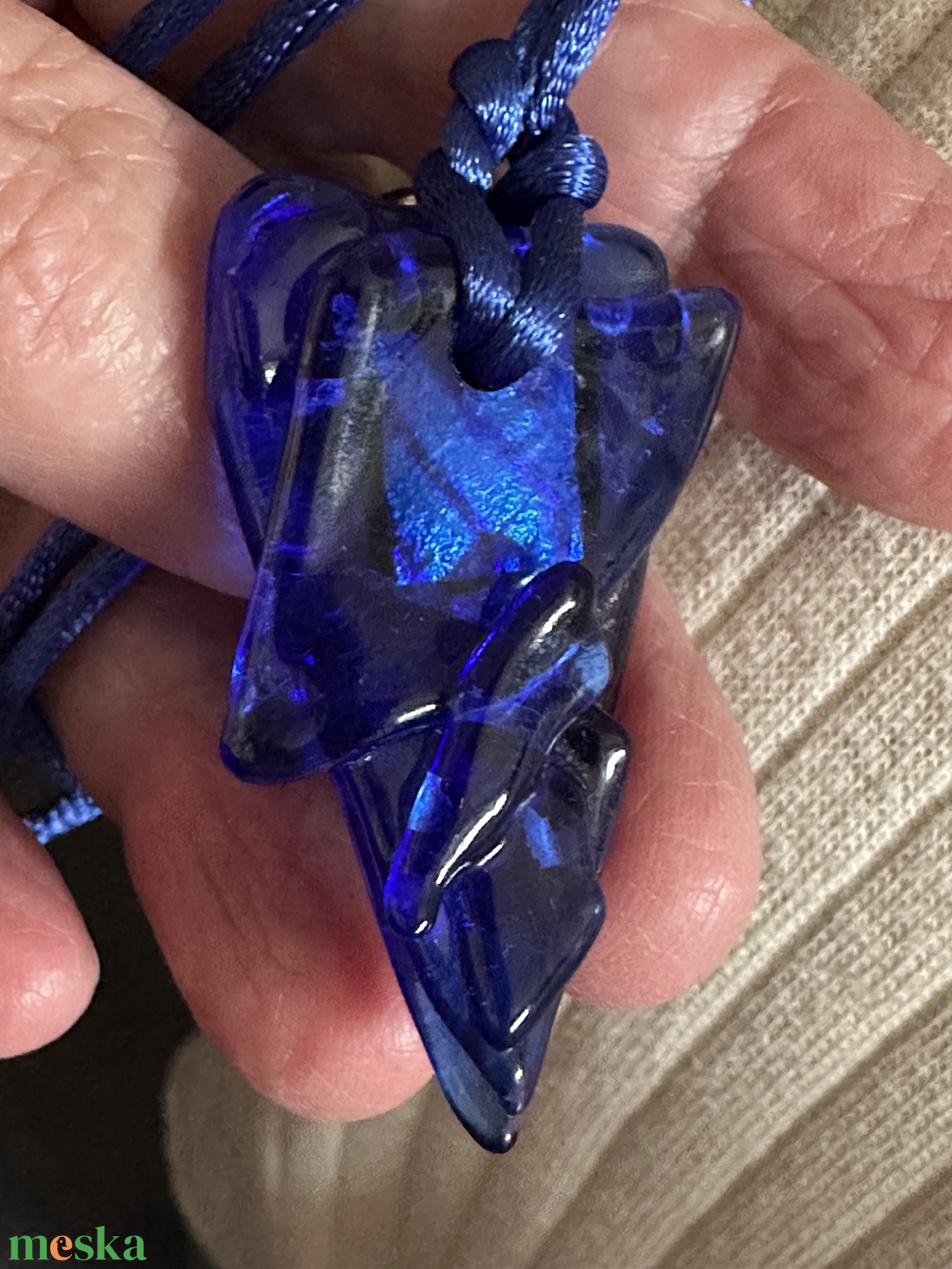  Kékes dichroic csillogás  kirákykék ragyogás egyedi formába öntve - ékszer - nyaklánc - medálos nyaklánc - Meska.hu