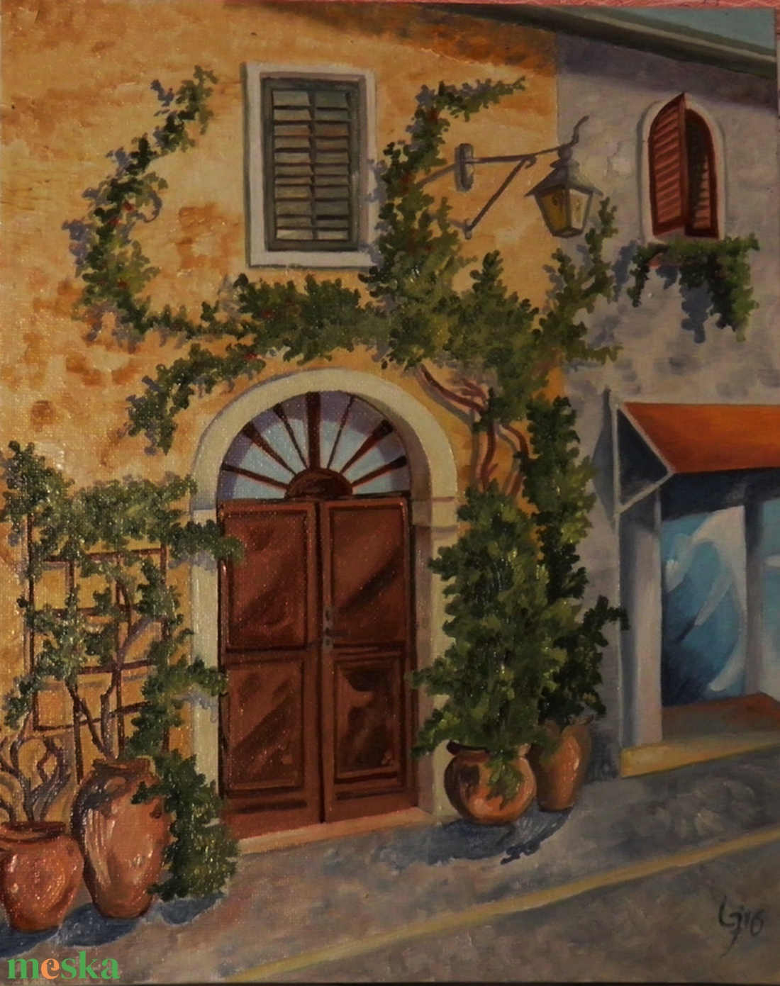 Lazise utcája - olajfestmény - művészet - festmény - olajfestmény - Meska.hu