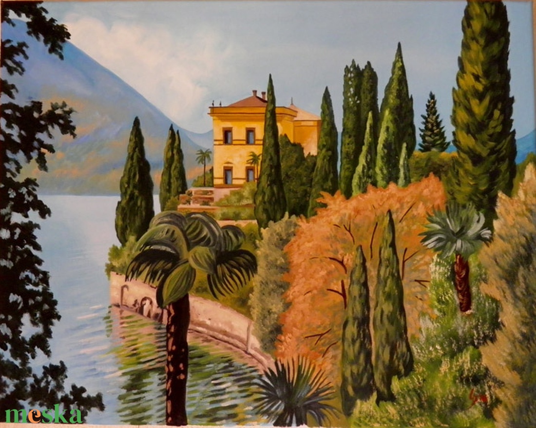 Tóparti ház - művészet - festmény - olajfestmény - Meska.hu