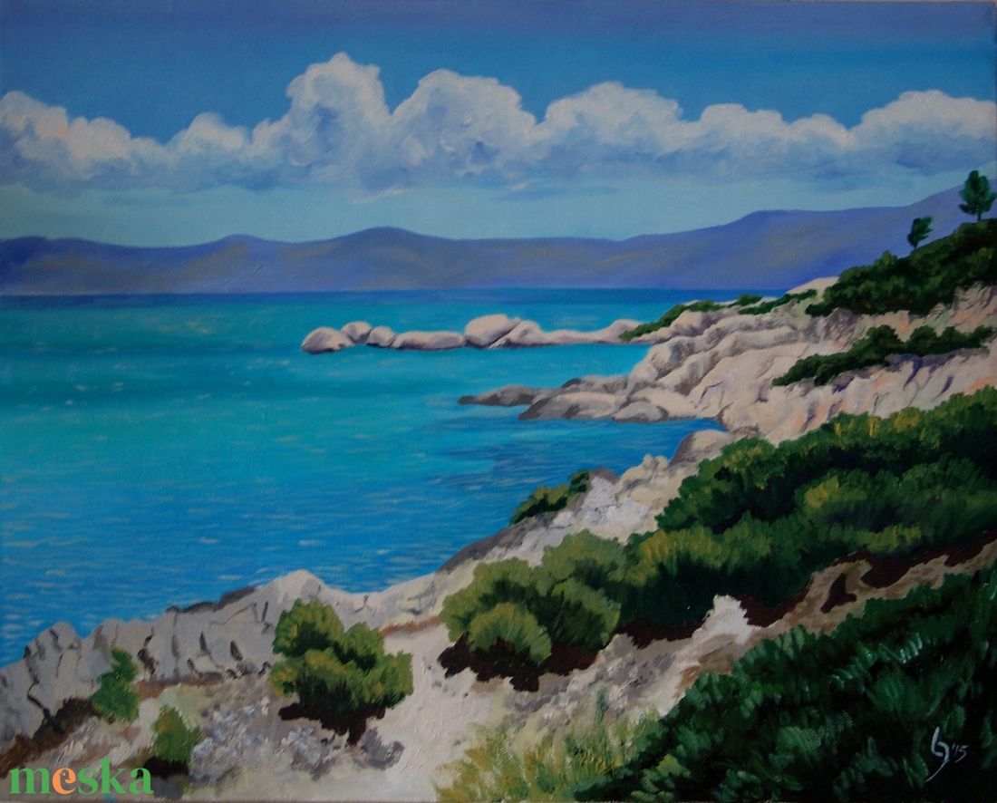 Görög tengerpart - művészet - festmény - olajfestmény - Meska.hu