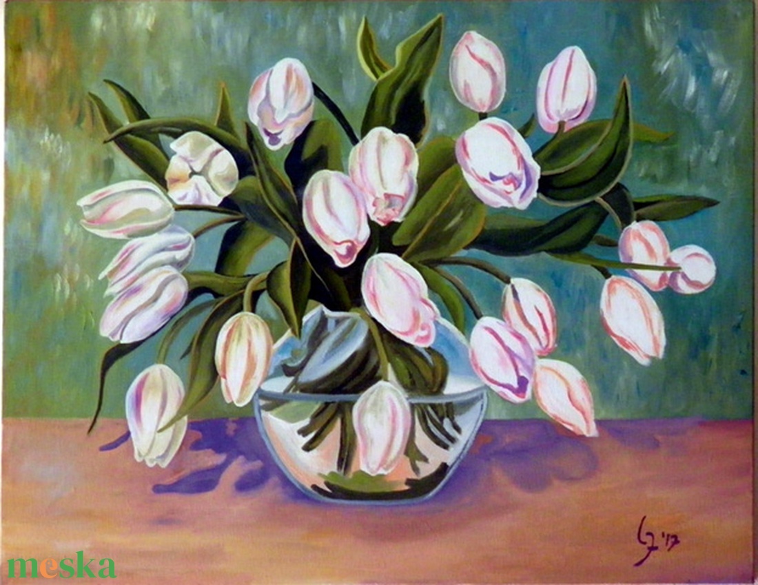 Tulipános csendélet - művészet - festmény - olajfestmény - Meska.hu Tulipános csendélet - művészet - festmény - olajfestmény - Meska.hu