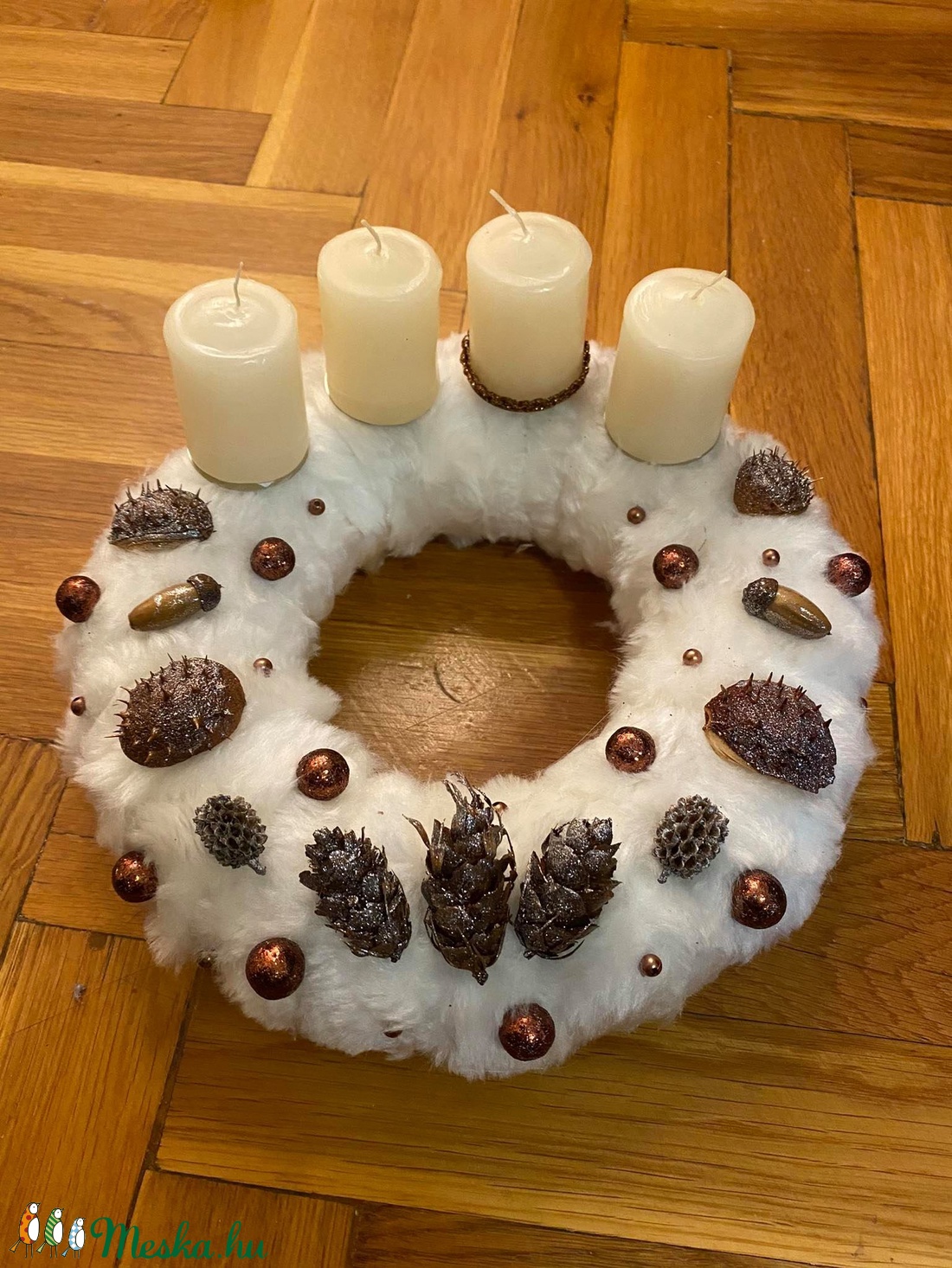 Adventi koszorú szőrmés - karácsony - Meska.hu Adventi koszorú szőrmés - karácsony - Meska.hu