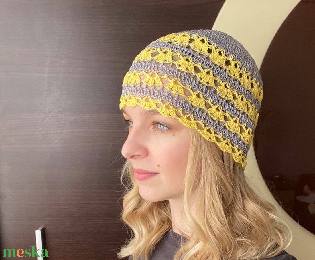 Horgolt vékonyabb beanie sapka/ szürke-sárga/ női S/M - ruha & divat - sál, sapka, kendő - sapka - Meska.hu Horgolt vékonyabb beanie sapka/ szürke-sárga/ női S/M - ruha & divat - sál, sapka, kendő - sapka - Meska.hu