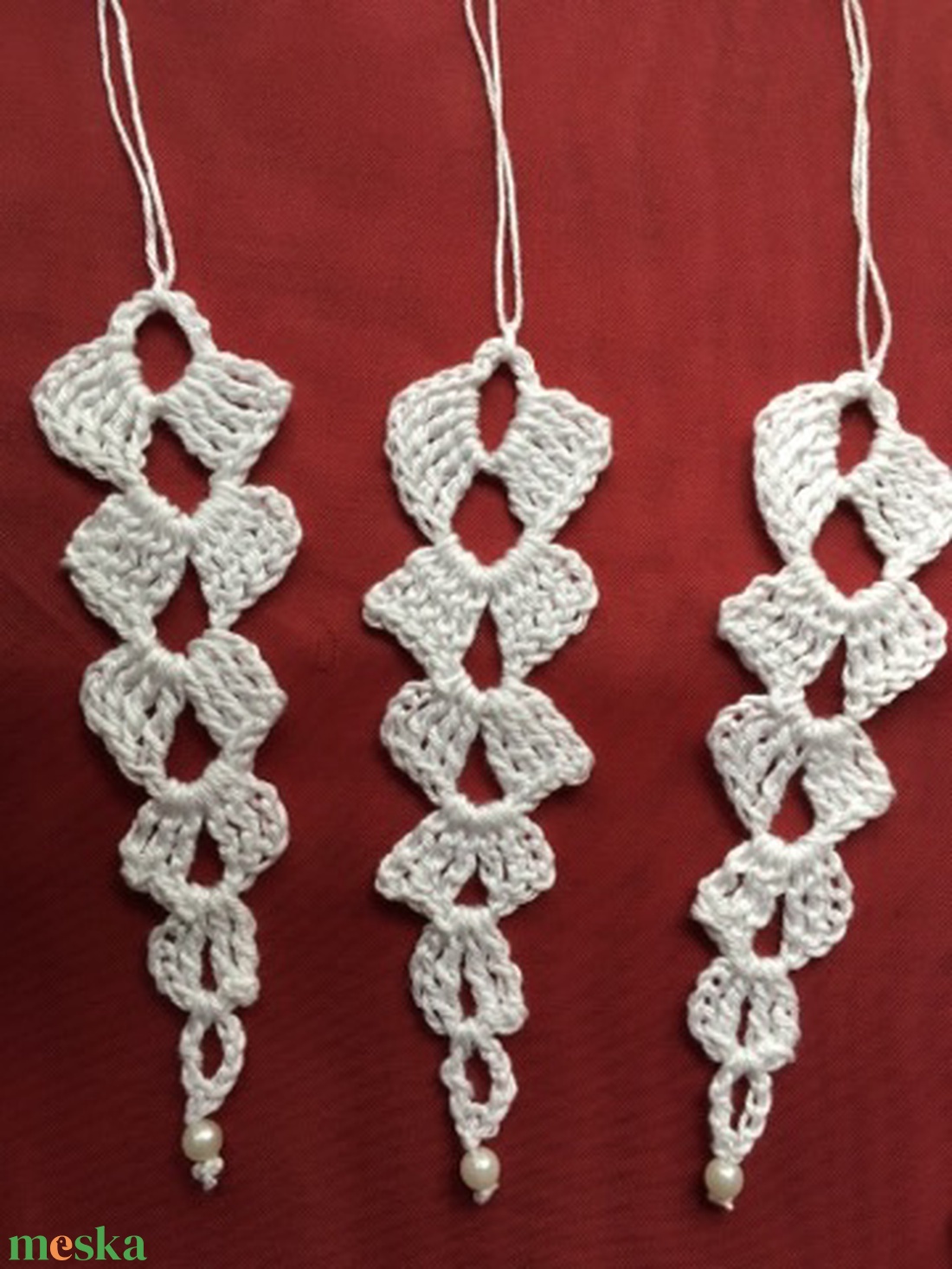 Karácsonyfadísz horgolt jégcsapok - karácsony - karácsonyi lakásdekoráció - karácsonyfadíszek - Meska.hu