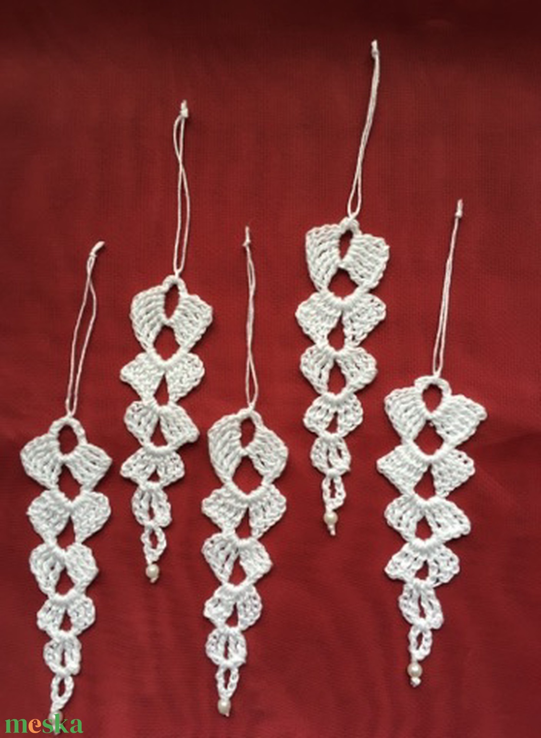 Karácsonyfadísz horgolt jégcsapok - karácsony - karácsonyi lakásdekoráció - karácsonyfadíszek - Meska.hu