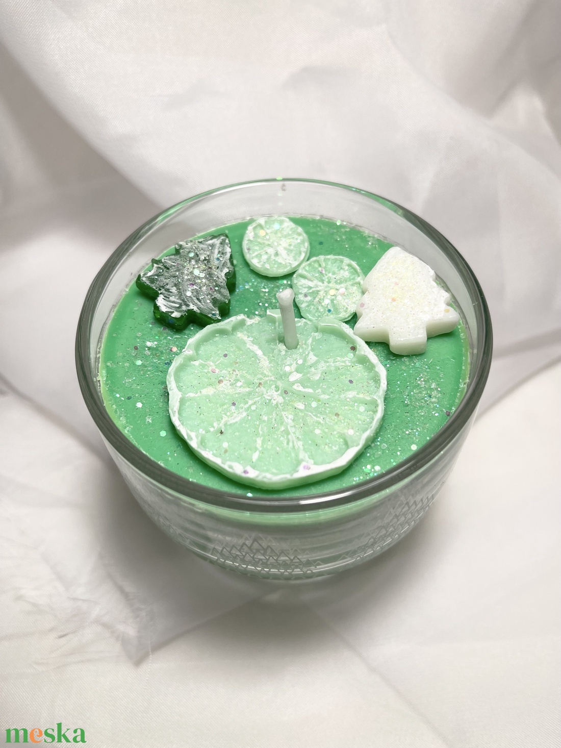 Illatgyertya lime-kókusz koktél - karácsony - karácsonyi lakásdekoráció - karácsonyi illatgyertya, mécses - Meska.hu