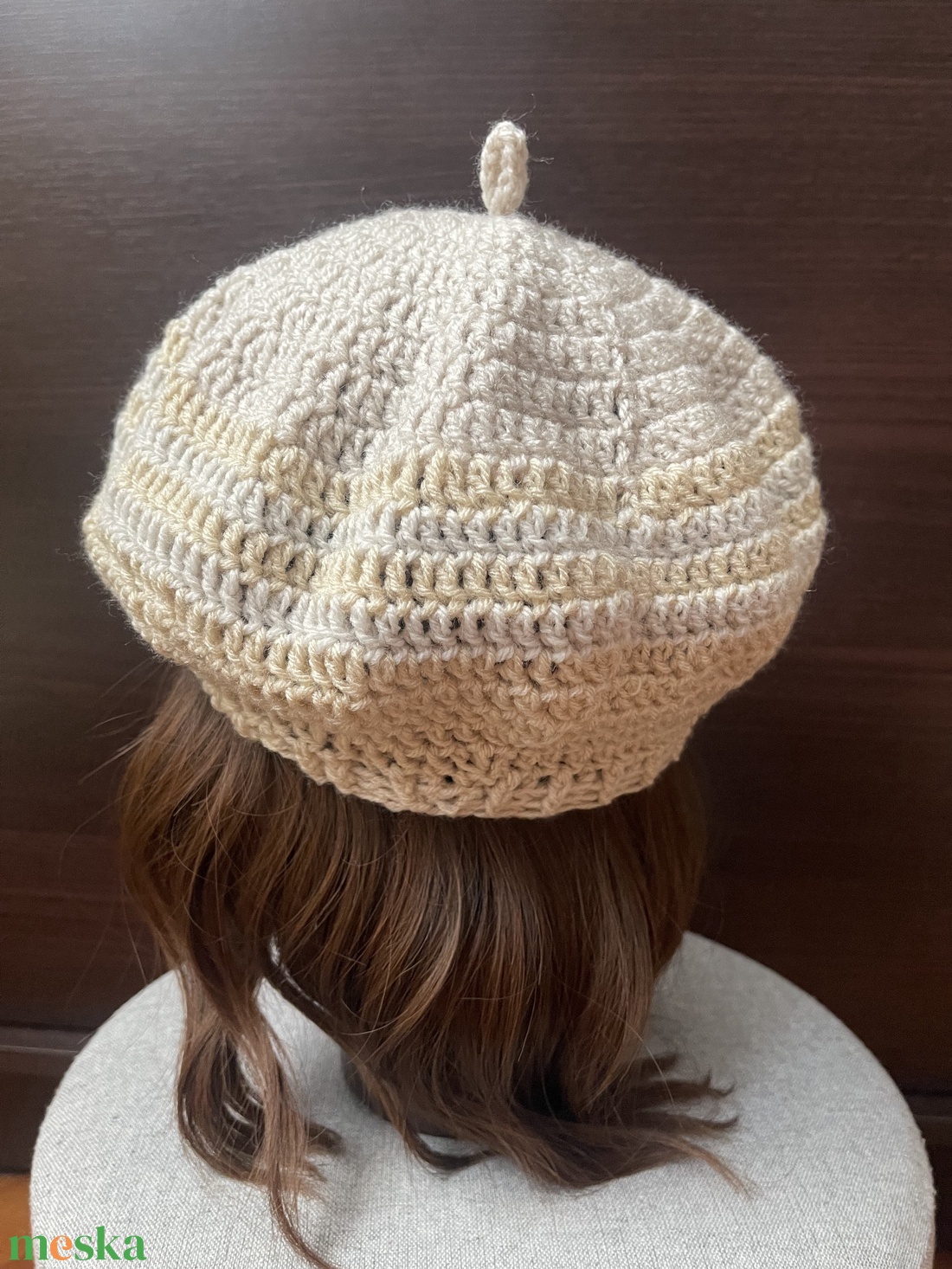 Bézs barett sapka - ruha & divat - sál, sapka, kendő - sapka - Meska.hu