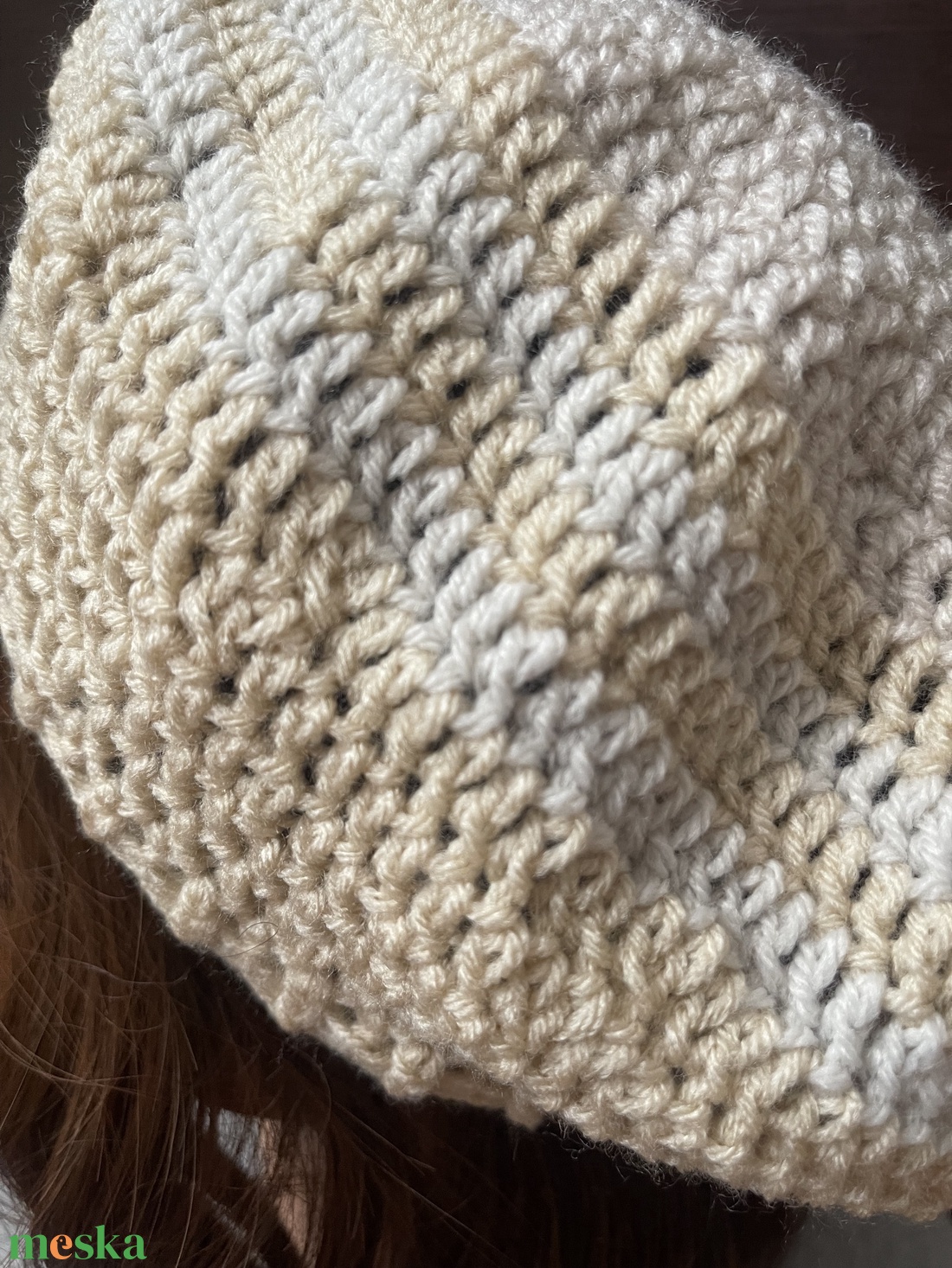 Bézs barett sapka - ruha & divat - sál, sapka, kendő - sapka - Meska.hu