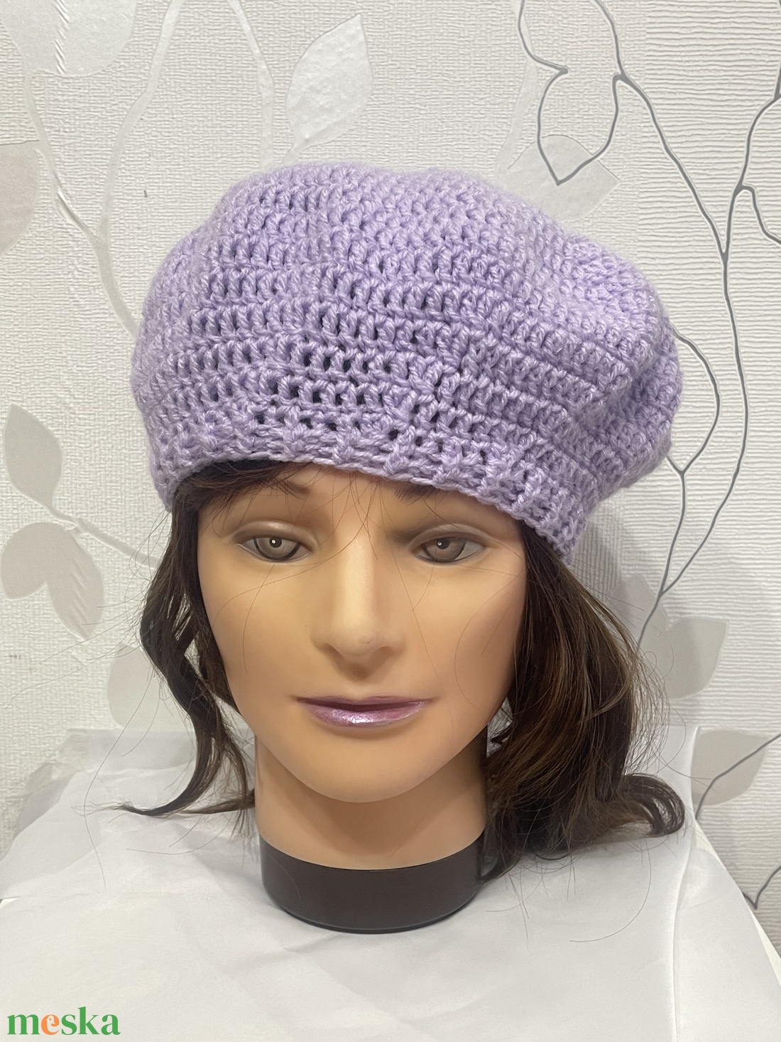 Horgolt barett sapka Levendula - ruha & divat - sál, sapka, kendő - sapka - Meska.hu