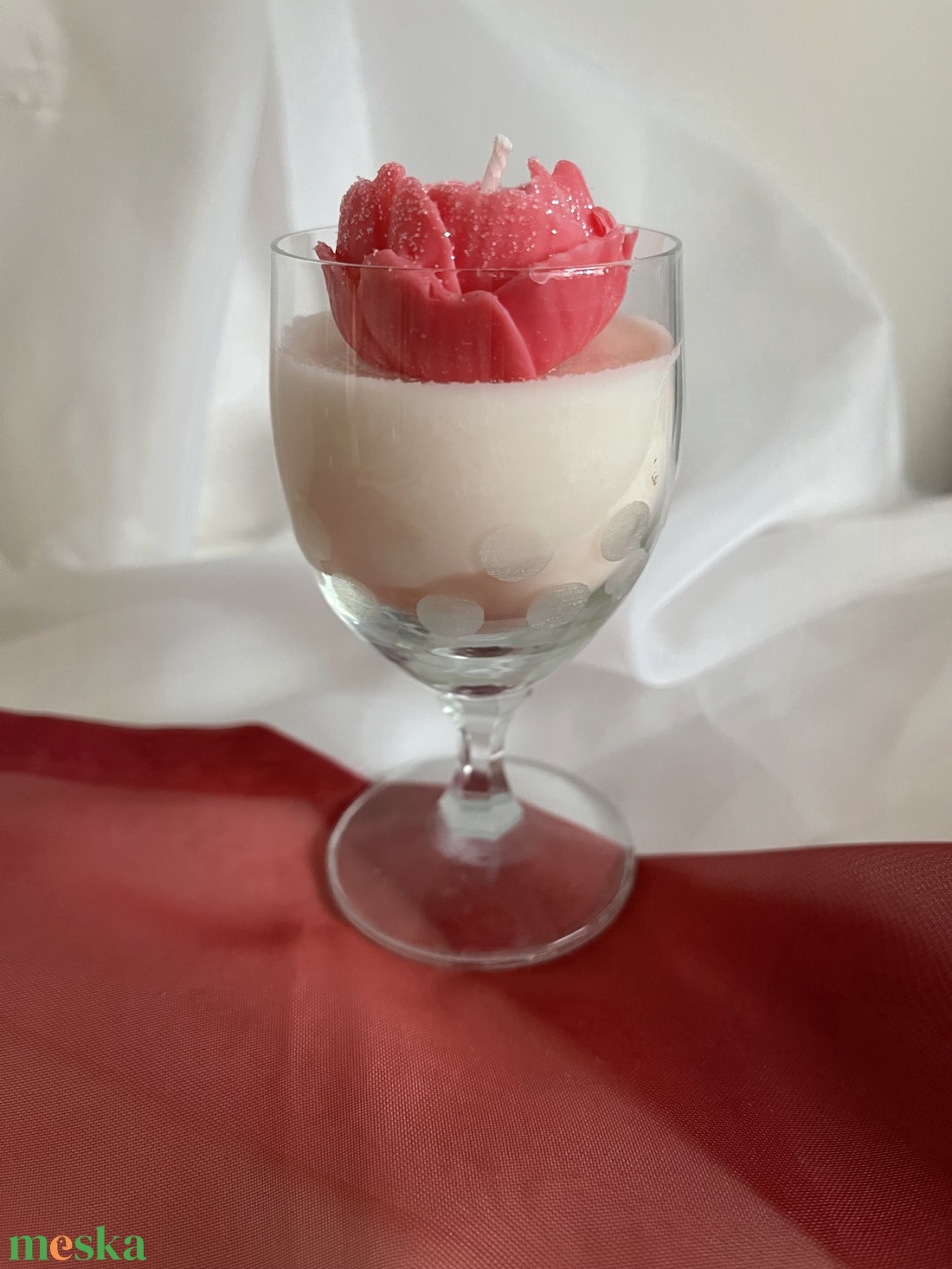 Szójaviasz illatgyertya szív alakú bazsarózsával - otthon & életmód - gyertya, illat, aroma - gyertya - Meska.hu