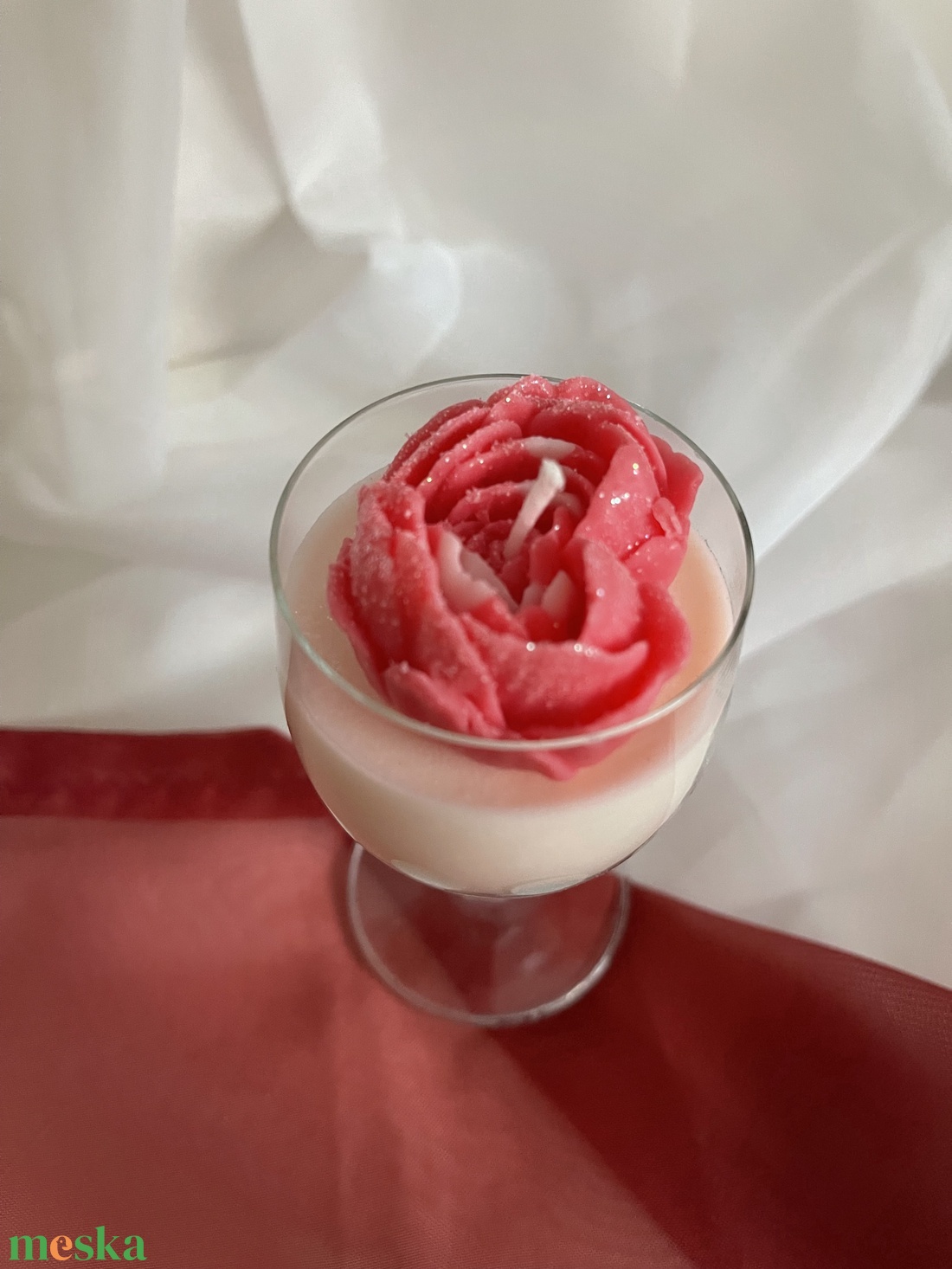 Szójaviasz illatgyertya szív alakú bazsarózsával - otthon & életmód - gyertya, illat, aroma - gyertya - Meska.hu