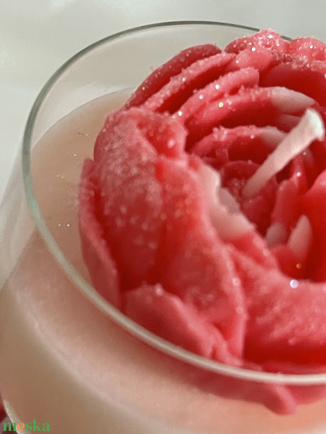 Szójaviasz illatgyertya szív alakú bazsarózsával - otthon & életmód - gyertya, illat, aroma - gyertya - Meska.hu