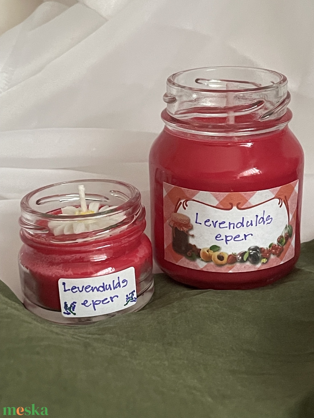 Levendulás eperdzsem illatgyertya mini üvegben - otthon & életmód - gyertya, illat, aroma - gyertya - Meska.hu
