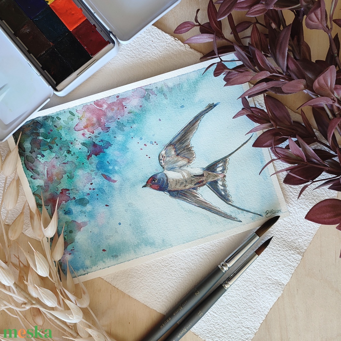 Fecskeszárnyon - akvarell illusztráció papíron - művészet - festmény - akvarell - Meska.hu