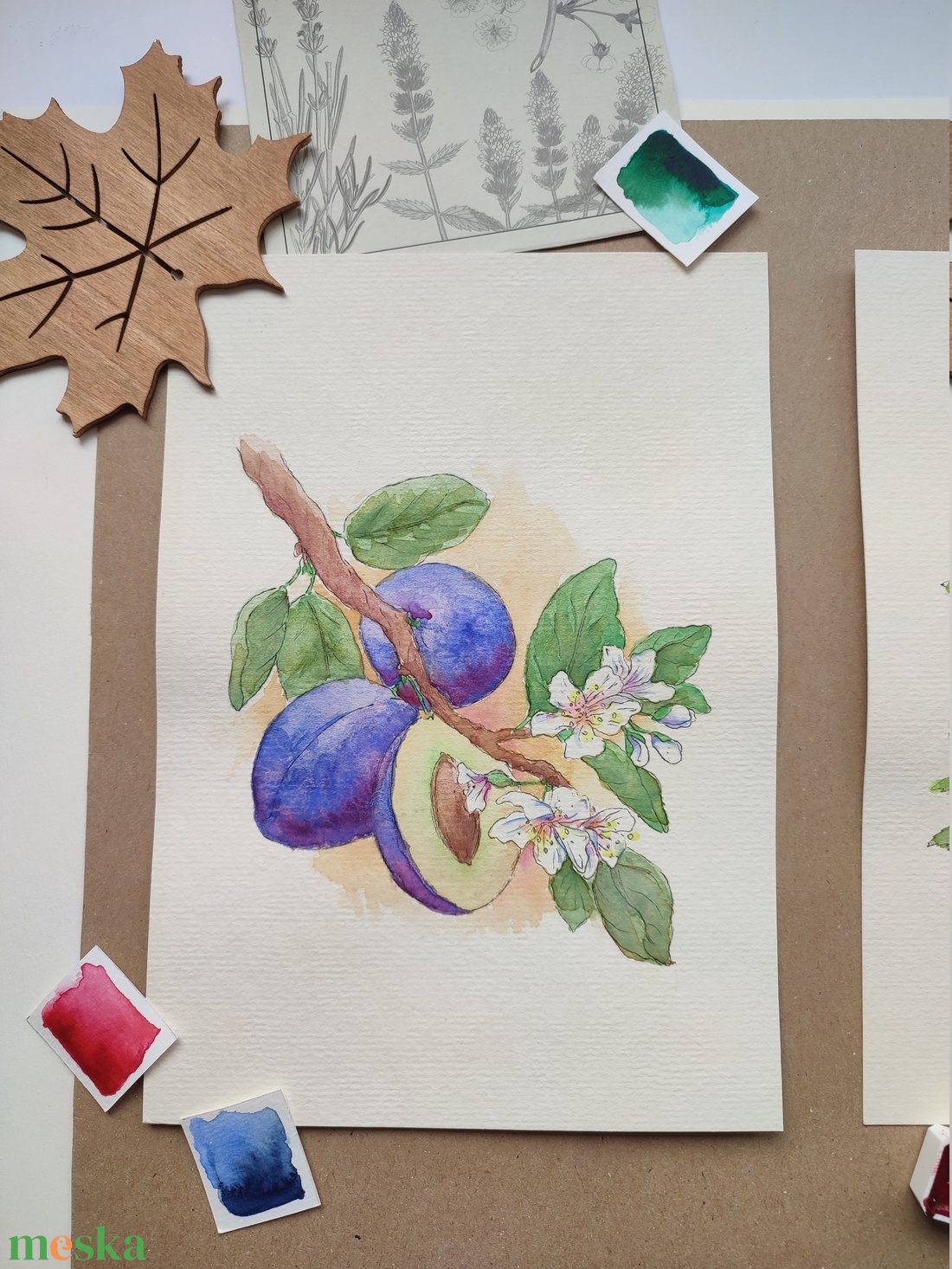 Érik a szilva - akvarell illusztráció papíron - művészet - festmény - akvarell - Meska.hu