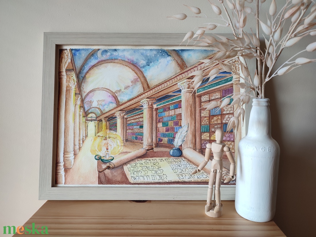 Alexandriai könyvtár - ahogy elképzeltem - Akvarell festmény papíron - művészet - festmény - akvarell - Meska.hu