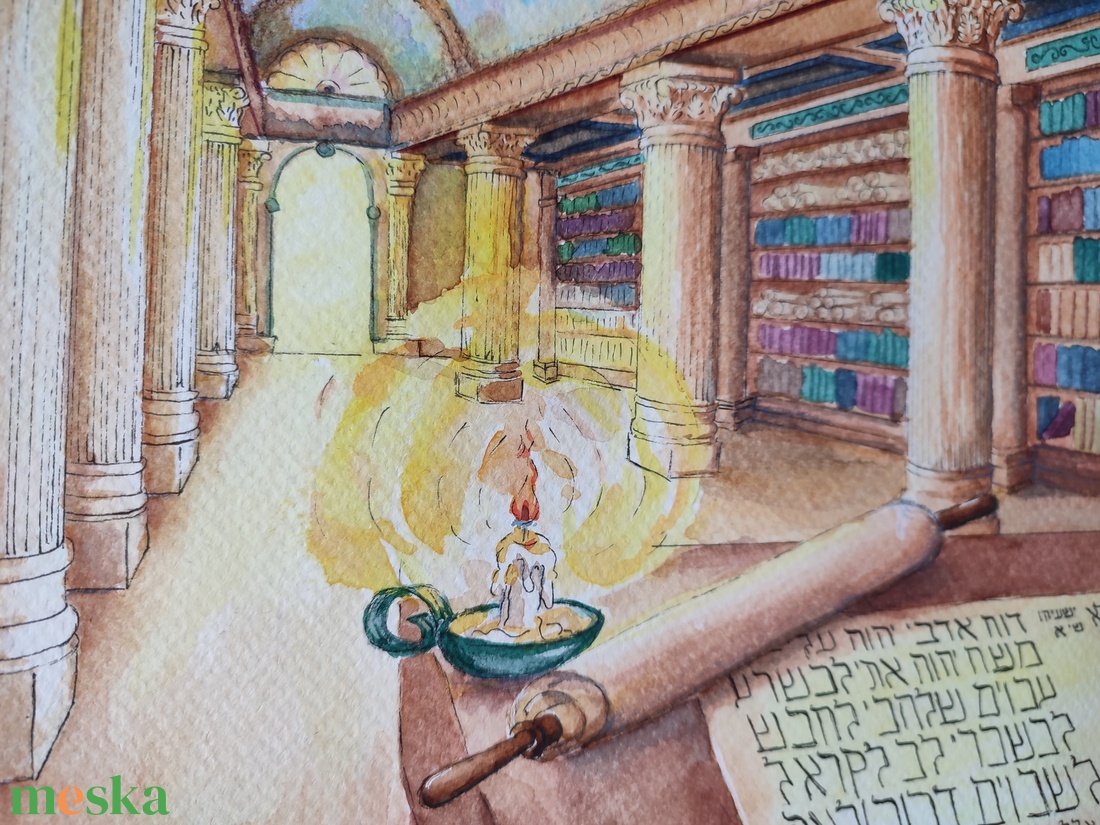 Alexandriai könyvtár - ahogy elképzeltem - Akvarell festmény papíron - művészet - festmény - akvarell - Meska.hu