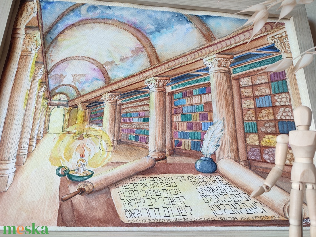 Alexandriai könyvtár - ahogy elképzeltem - Akvarell festmény papíron - művészet - festmény - akvarell - Meska.hu