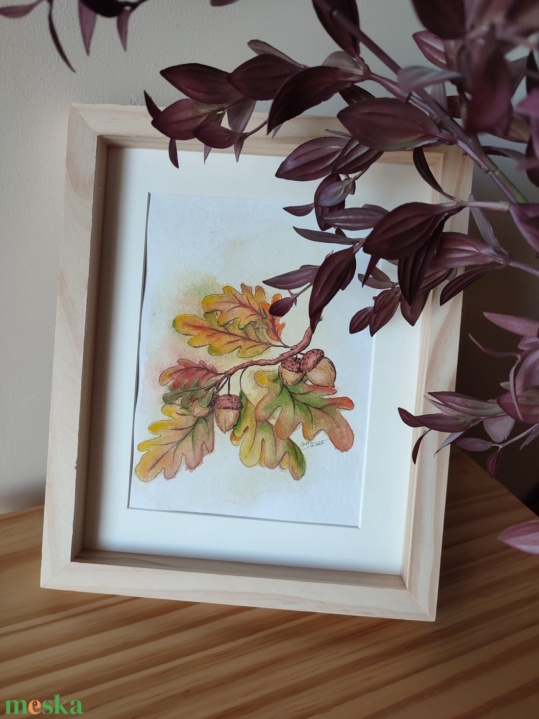 Őszi tölgyfa ág - akvarell festmény papíron - művészet - festmény - akvarell - Meska.hu