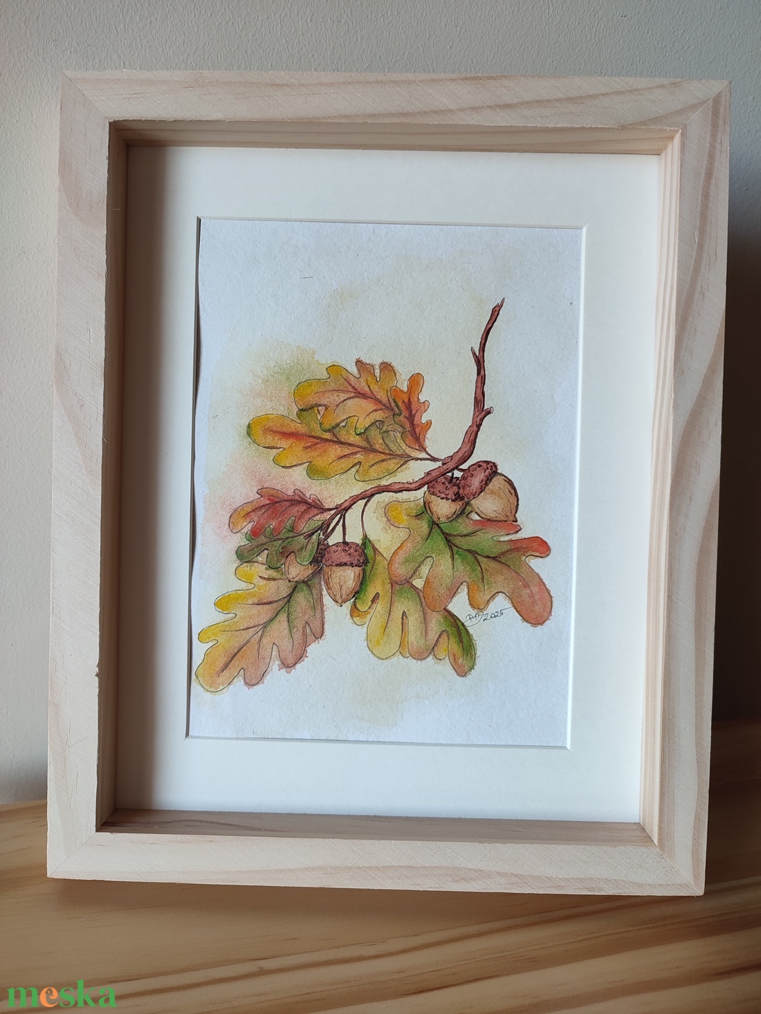 Őszi tölgyfa ág - akvarell festmény papíron - művészet - festmény - akvarell - Meska.hu