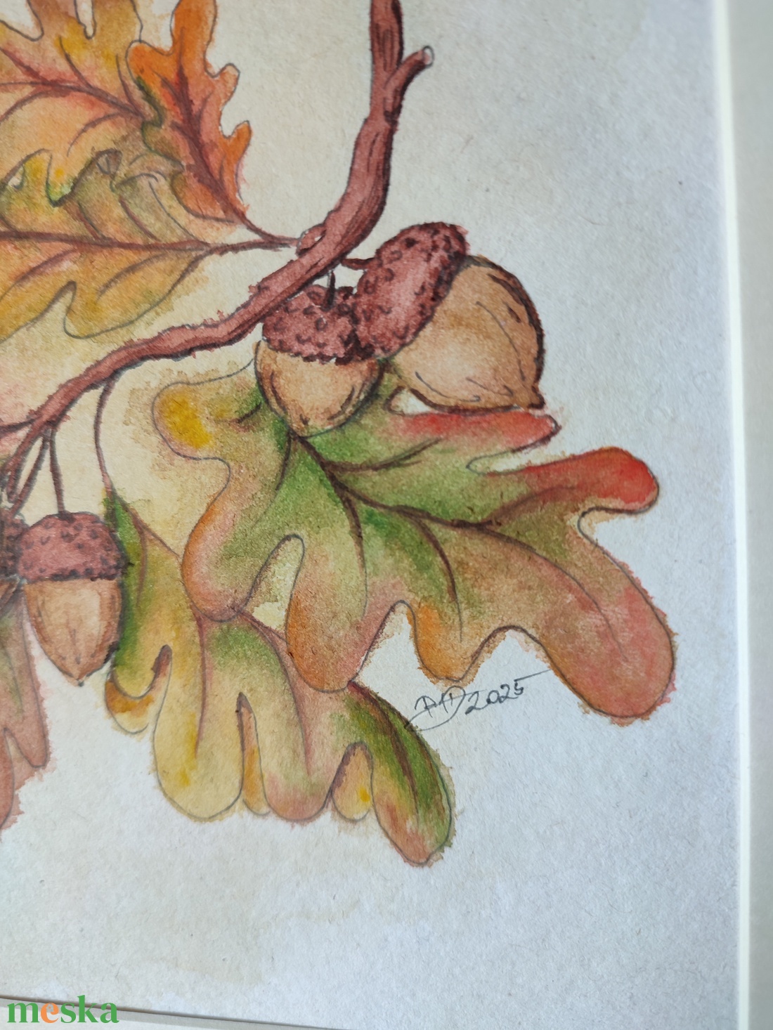 Őszi tölgyfa ág - akvarell festmény papíron - művészet - festmény - akvarell - Meska.hu