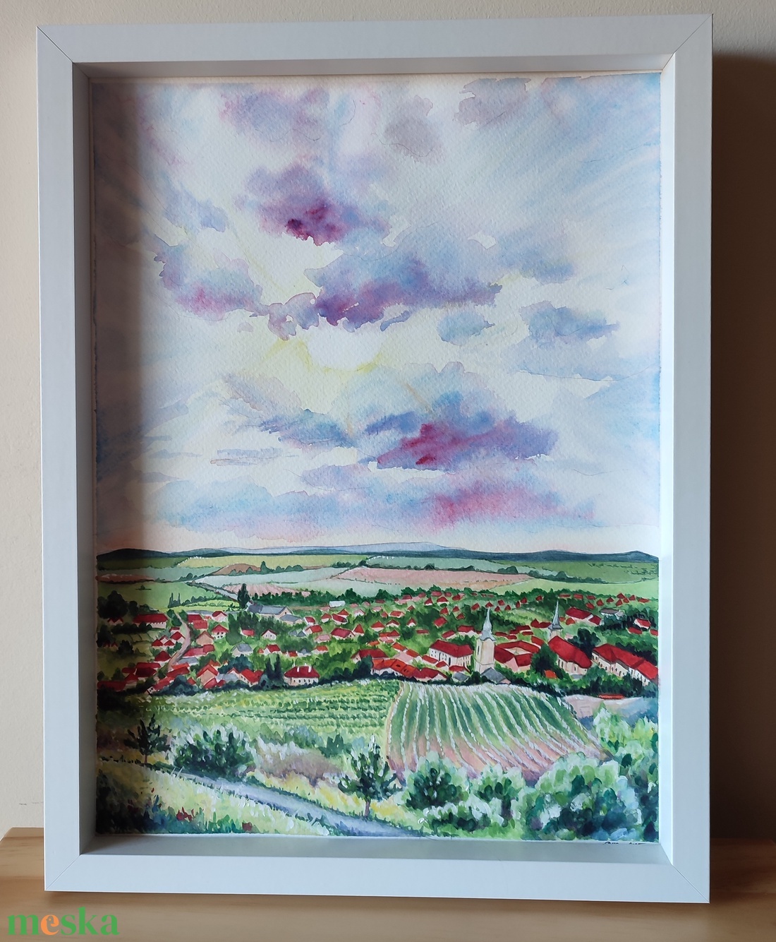 Kilátás a tarcali hegyről - akvarell festmény papíron - művészet - festmény - akvarell - Meska.hu