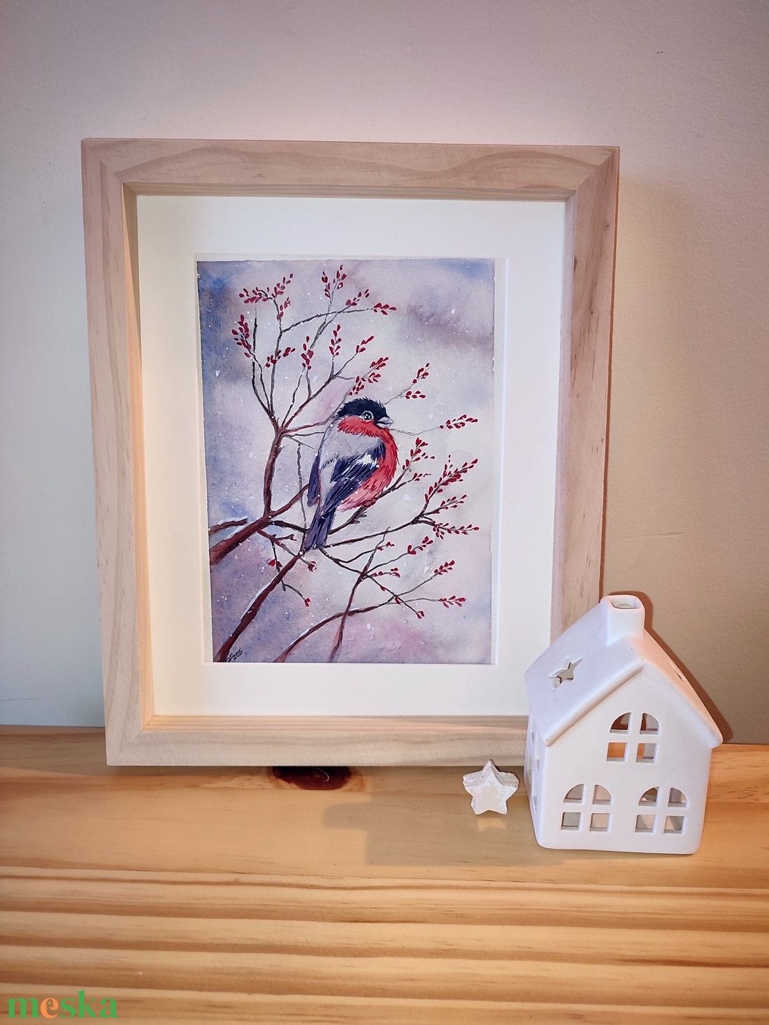 Süvöltő téli ágon - akvarell festmény papíron - művészet - festmény - akvarell - Meska.hu