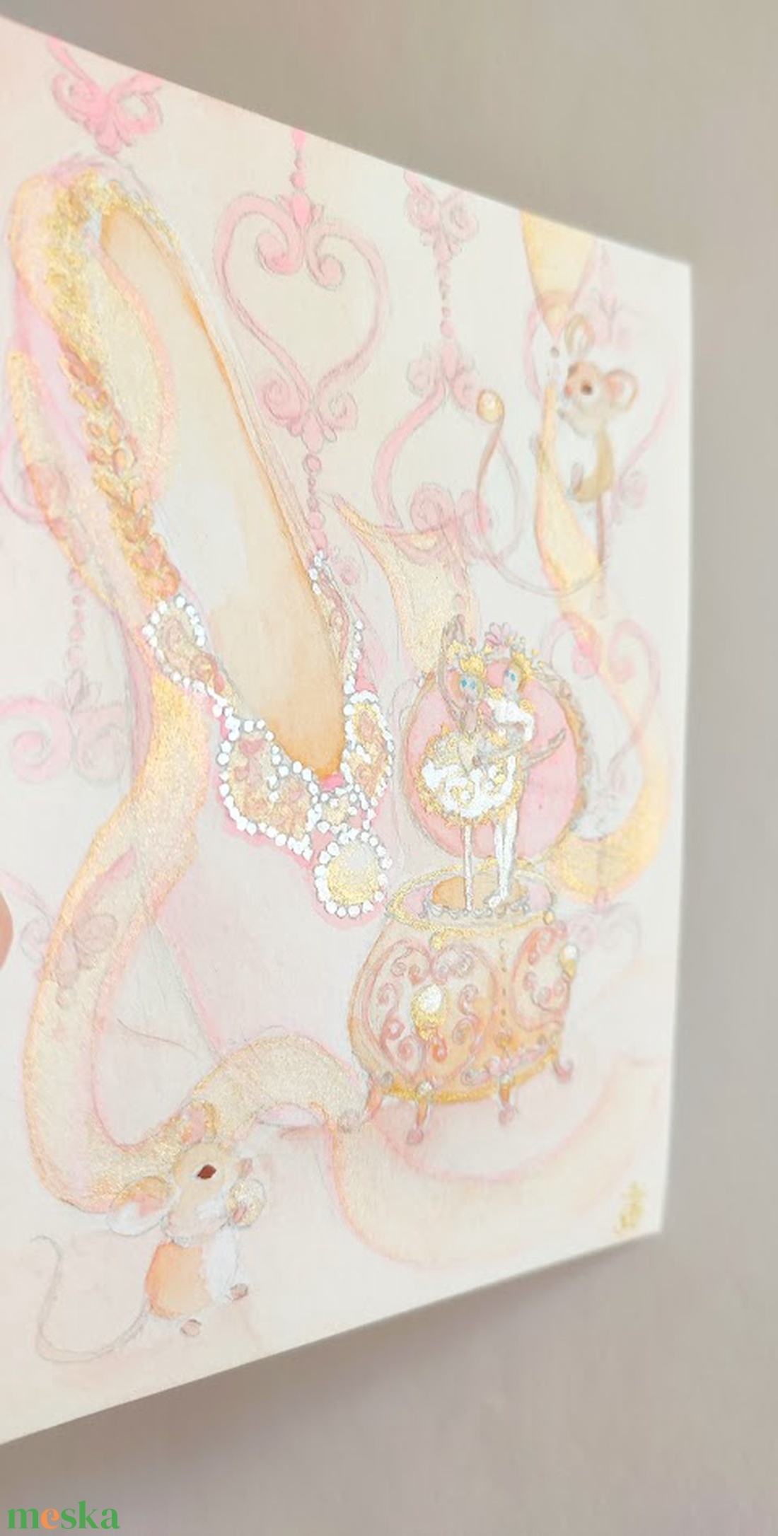 Eredeti akvarell balettos ékszerdoboz festmény képeslap - művészet - festmény - akvarell - Meska.hu