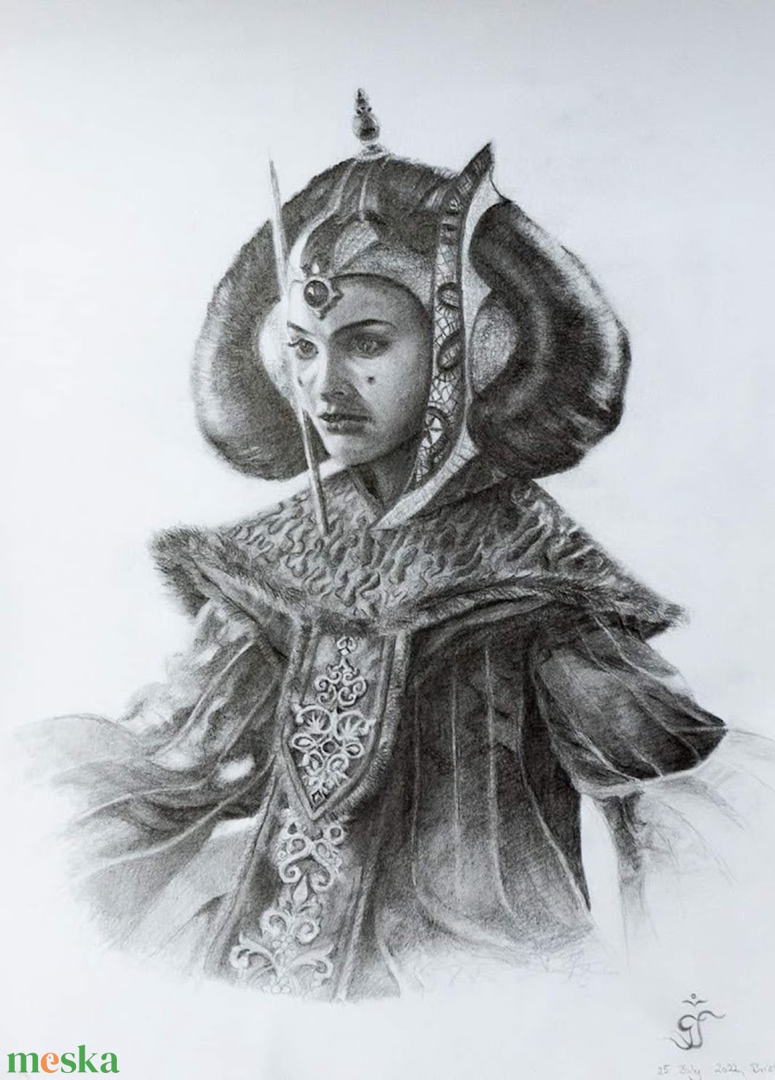 Eredeti Amidala királynő portré grafika - művészet - grafika & illusztráció - ceruzarajz - Meska.hu