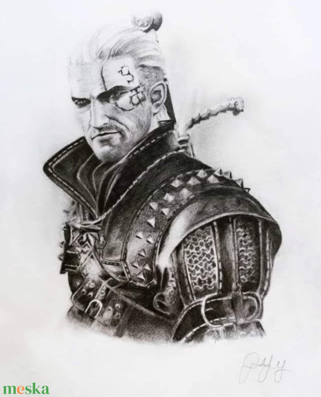 Eredeti Geralt of Rivia / Ríviai Geralt portré grafika - művészet - grafika & illusztráció - ceruzarajz - Meska.hu